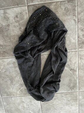 Sheer Gauze Infinity Scarf with golden accents